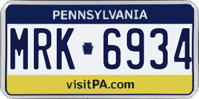 PA license plate MRK6934