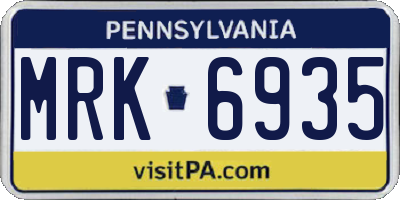 PA license plate MRK6935