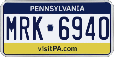 PA license plate MRK6940