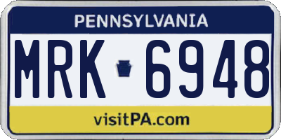 PA license plate MRK6948