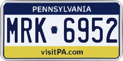 PA license plate MRK6952