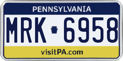 PA license plate MRK6958