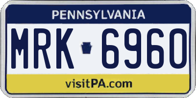 PA license plate MRK6960