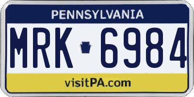 PA license plate MRK6984