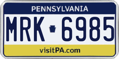 PA license plate MRK6985