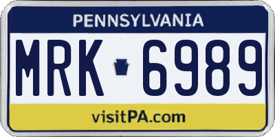 PA license plate MRK6989