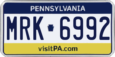 PA license plate MRK6992