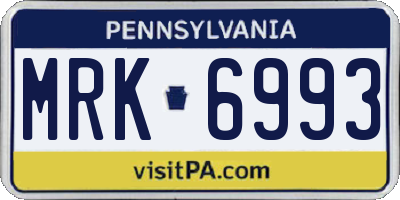PA license plate MRK6993