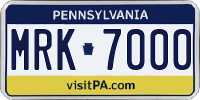 PA license plate MRK7000