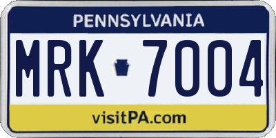 PA license plate MRK7004