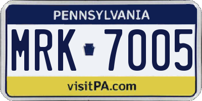 PA license plate MRK7005