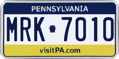 PA license plate MRK7010