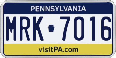 PA license plate MRK7016