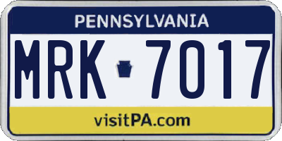 PA license plate MRK7017