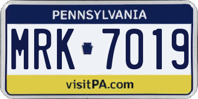 PA license plate MRK7019