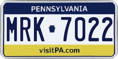 PA license plate MRK7022