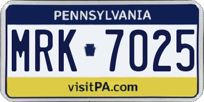 PA license plate MRK7025
