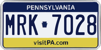 PA license plate MRK7028