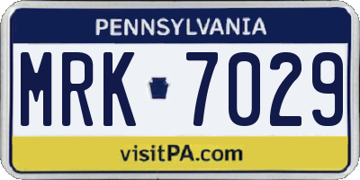 PA license plate MRK7029