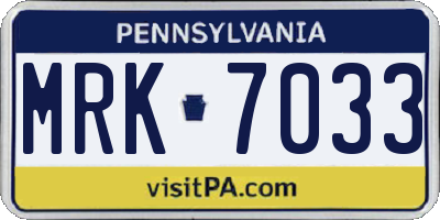 PA license plate MRK7033