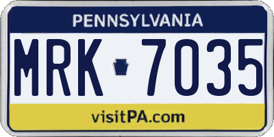 PA license plate MRK7035
