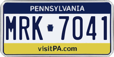 PA license plate MRK7041