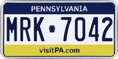 PA license plate MRK7042
