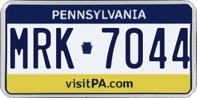 PA license plate MRK7044