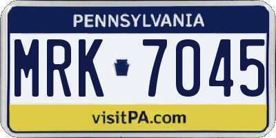PA license plate MRK7045