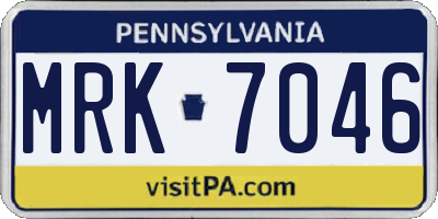 PA license plate MRK7046