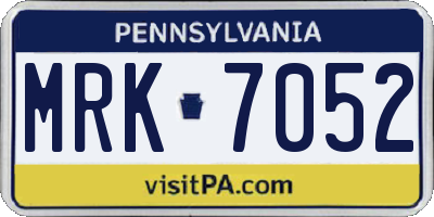 PA license plate MRK7052