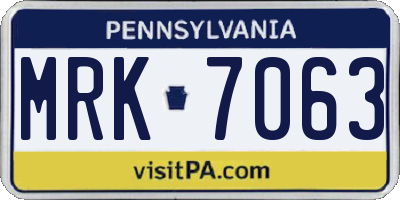 PA license plate MRK7063
