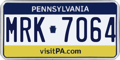 PA license plate MRK7064