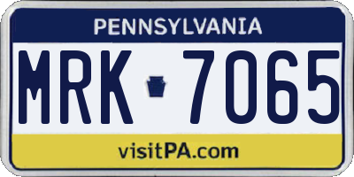 PA license plate MRK7065