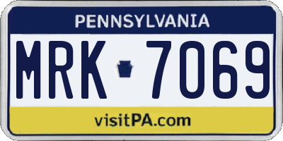 PA license plate MRK7069