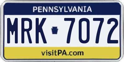 PA license plate MRK7072
