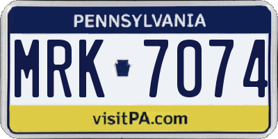 PA license plate MRK7074