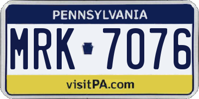 PA license plate MRK7076