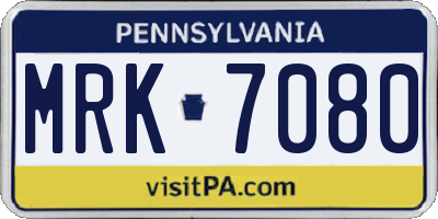 PA license plate MRK7080