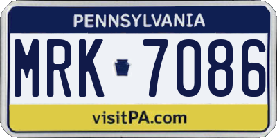 PA license plate MRK7086