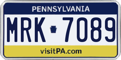 PA license plate MRK7089