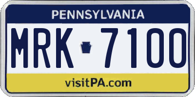 PA license plate MRK7100