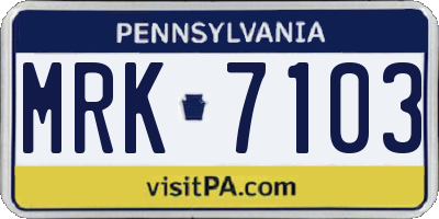 PA license plate MRK7103