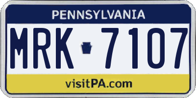 PA license plate MRK7107
