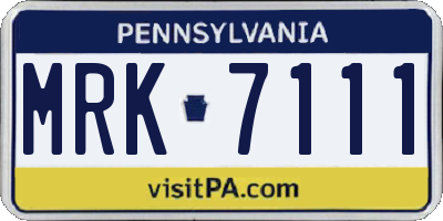 PA license plate MRK7111