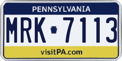PA license plate MRK7113