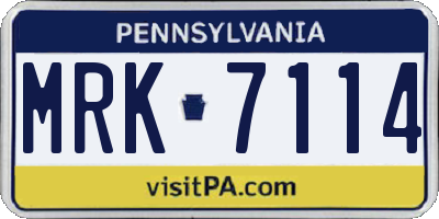 PA license plate MRK7114