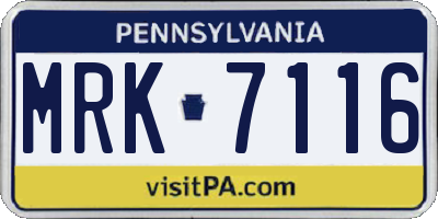 PA license plate MRK7116