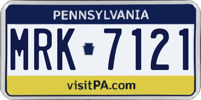 PA license plate MRK7121