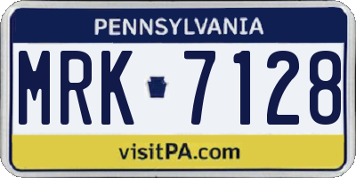 PA license plate MRK7128